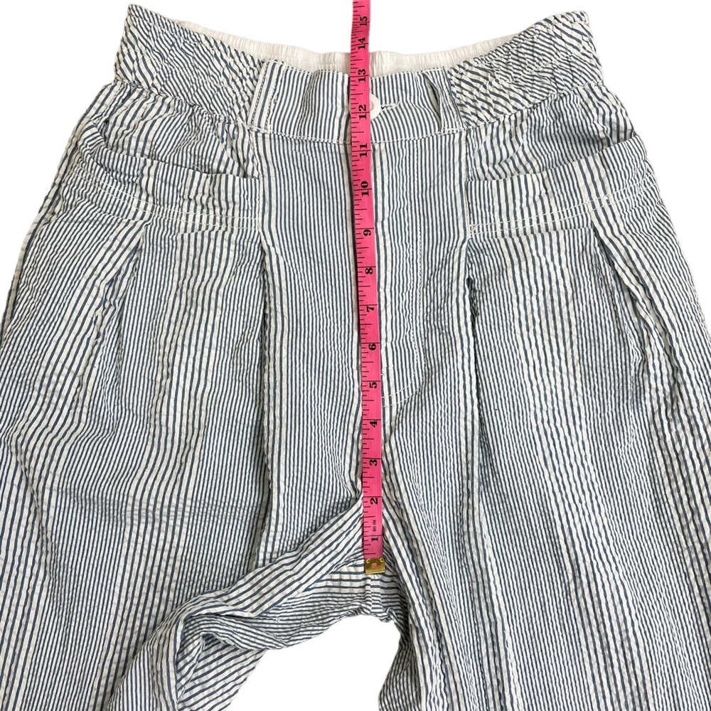 Free People Make A Stand Trousers Blue & White Combo Seersucker Size Small - Picture 15 of 16